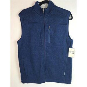 Chaps Men’s Sleeveless Vest Size S Blue Full Zip Knit Polyester Pockets Lined
